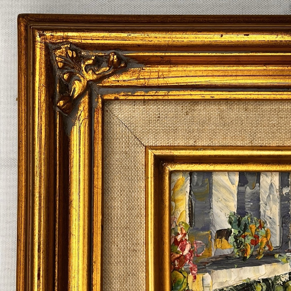 Signed Mediterranean Coastal Village Palette Knife Oil Painting Framed - Picture 7 of 15